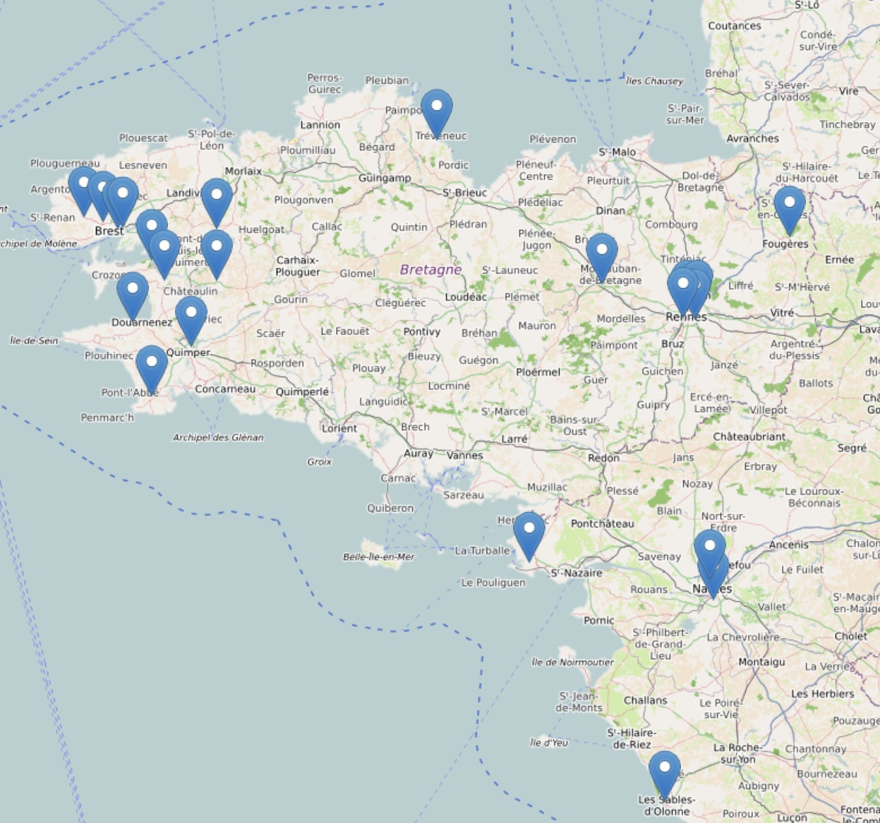 Carte des diffusions